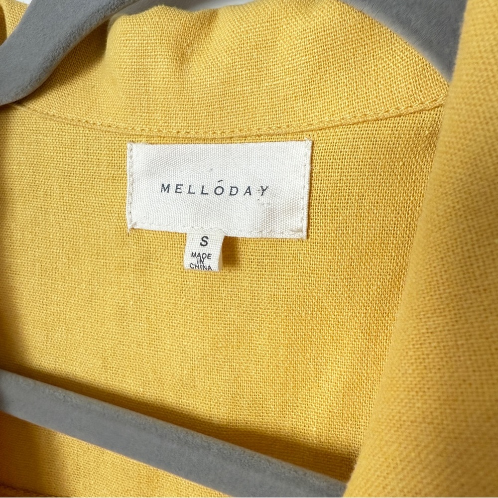 Melloday Safari Style Linen Blend Button Down Belted A-Line dress sz Small - Picture 6 of 7